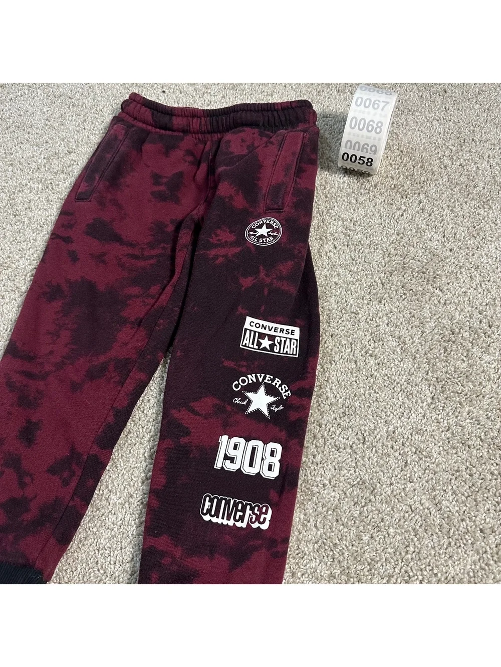 Kids Converse burgundy tie-dye jogger sweatpants